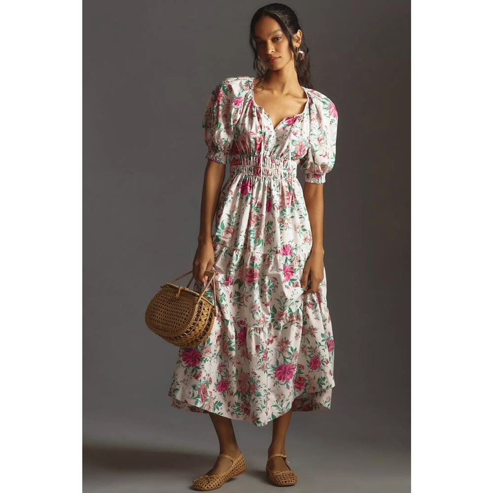 nwt by ANTHROPOLOGIE sz S The Somerset: Puff Sleeve Edition in Floral motif